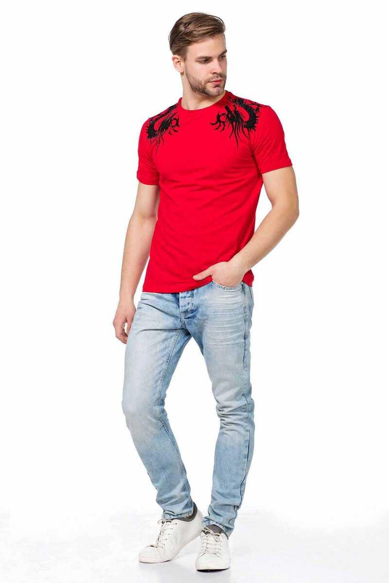 CT376 Men's T-shirt with gemstone embroidery