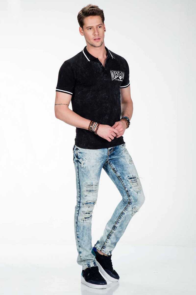 CT381 men's polo shirt with a cool tie-dye style