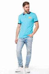 CT416 Men's polo shirt with logo print on the collar