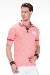 CT416 Men's polo shirt with logo print on the collar