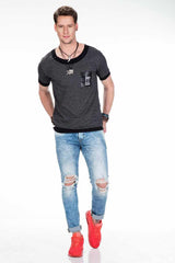 CT425 Men's T-shirt with elegant chest appliqué