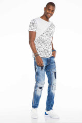 CT469 Men's T-shirt in an asymmetrical look