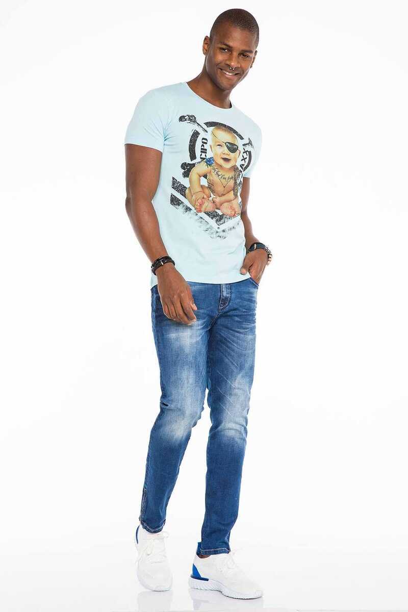 CT485 Men's T-shirt with tattooed baby all-over print