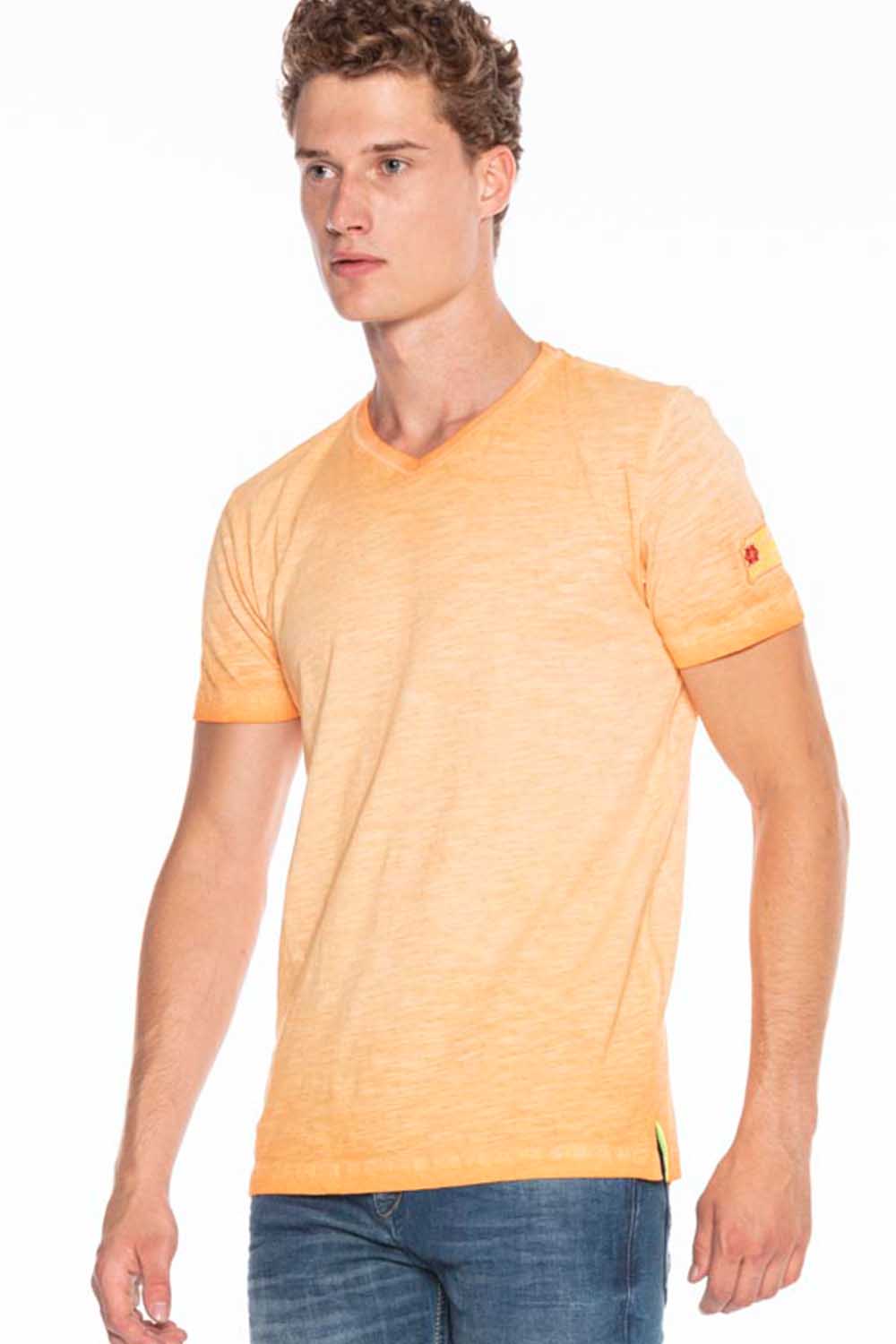 CT596 Men's T-shirt with small logo patch