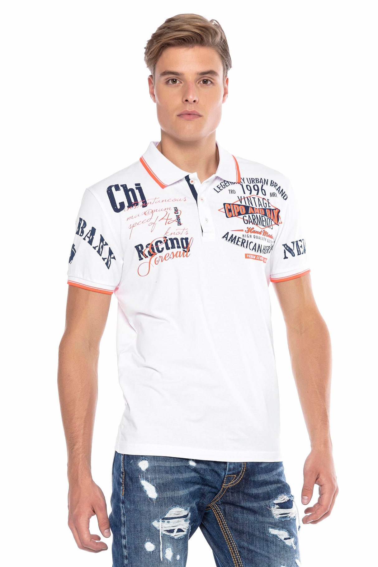 CT603 Men's polo shirt with trendy print