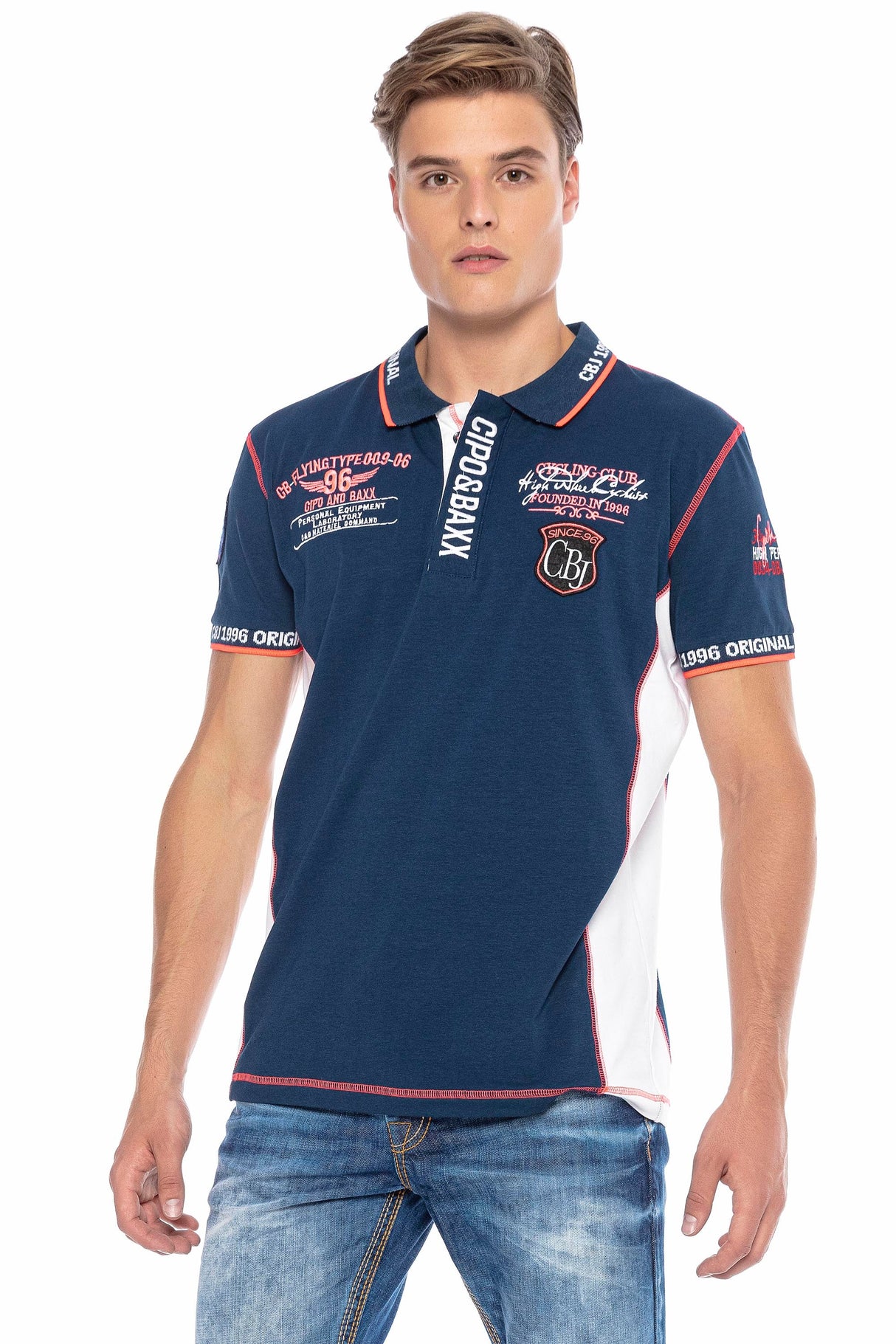 CT605 Men's polo shirt with trendy contrast stitching