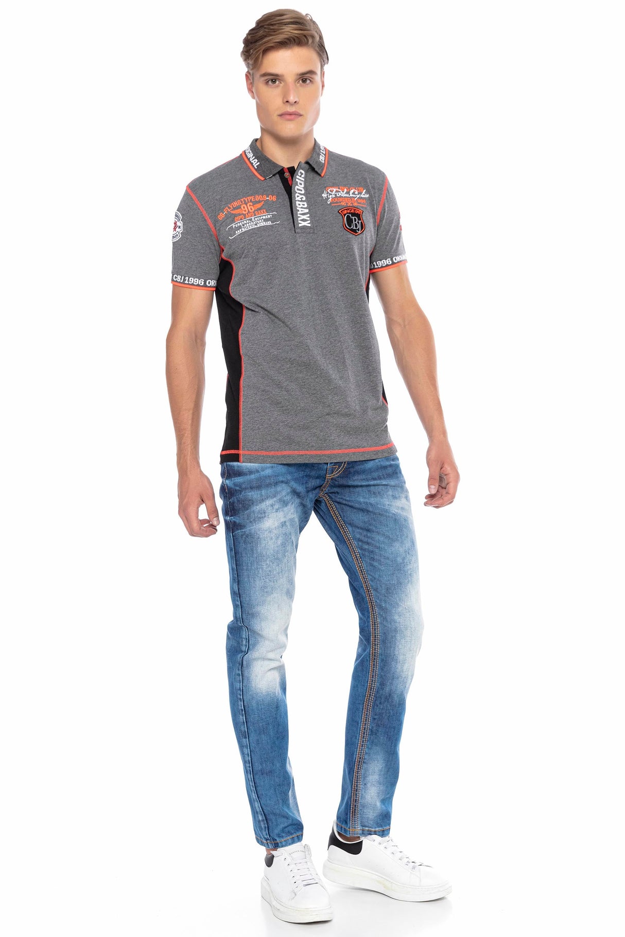 CT605 Men's polo shirt with trendy contrast stitching
