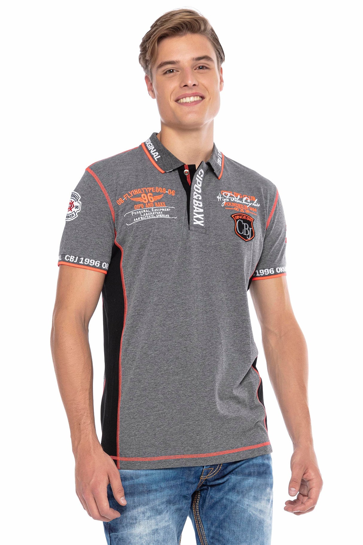 CT605 Men's polo shirt with trendy contrast stitching