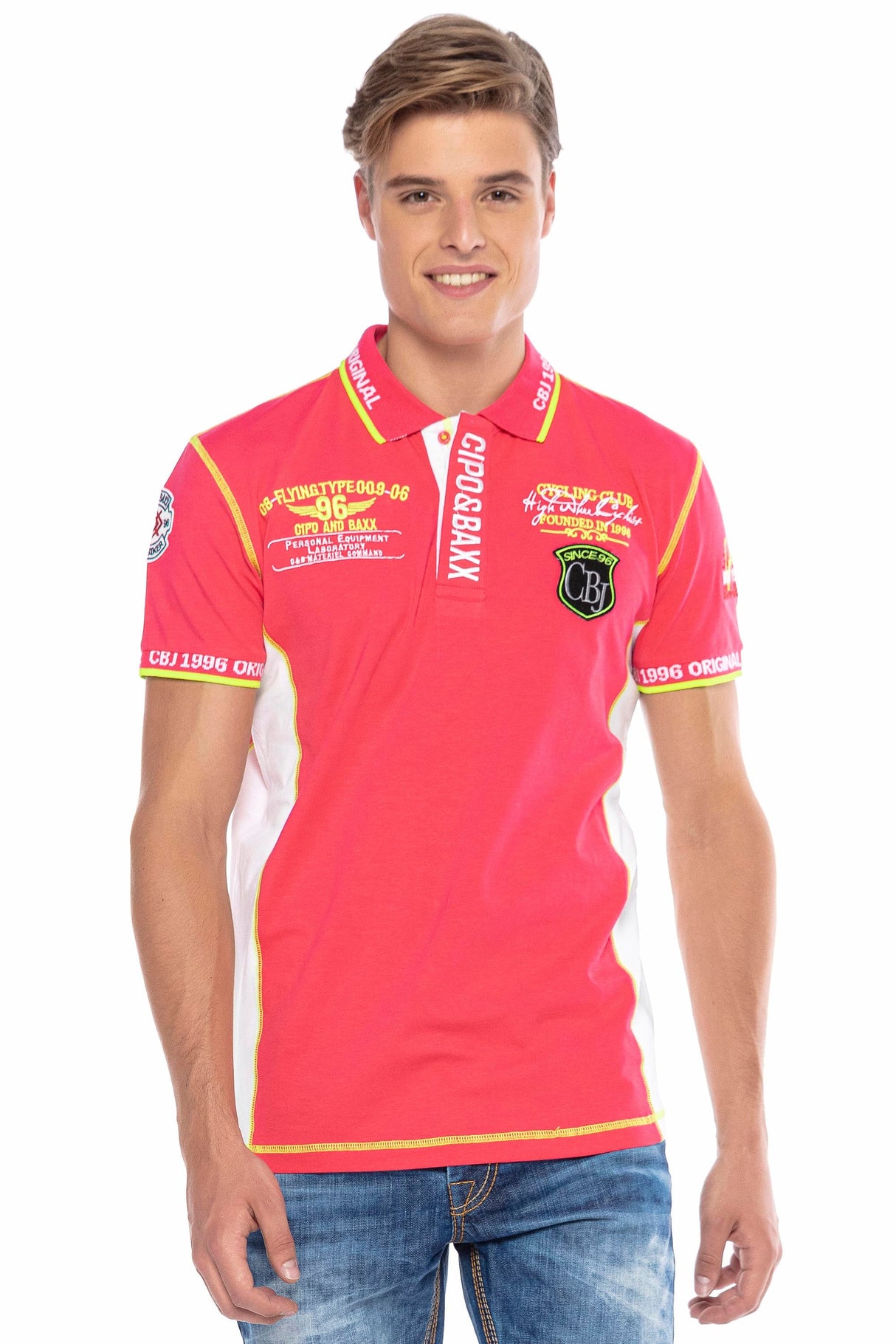 CT605 Men's polo shirt with trendy contrast stitching