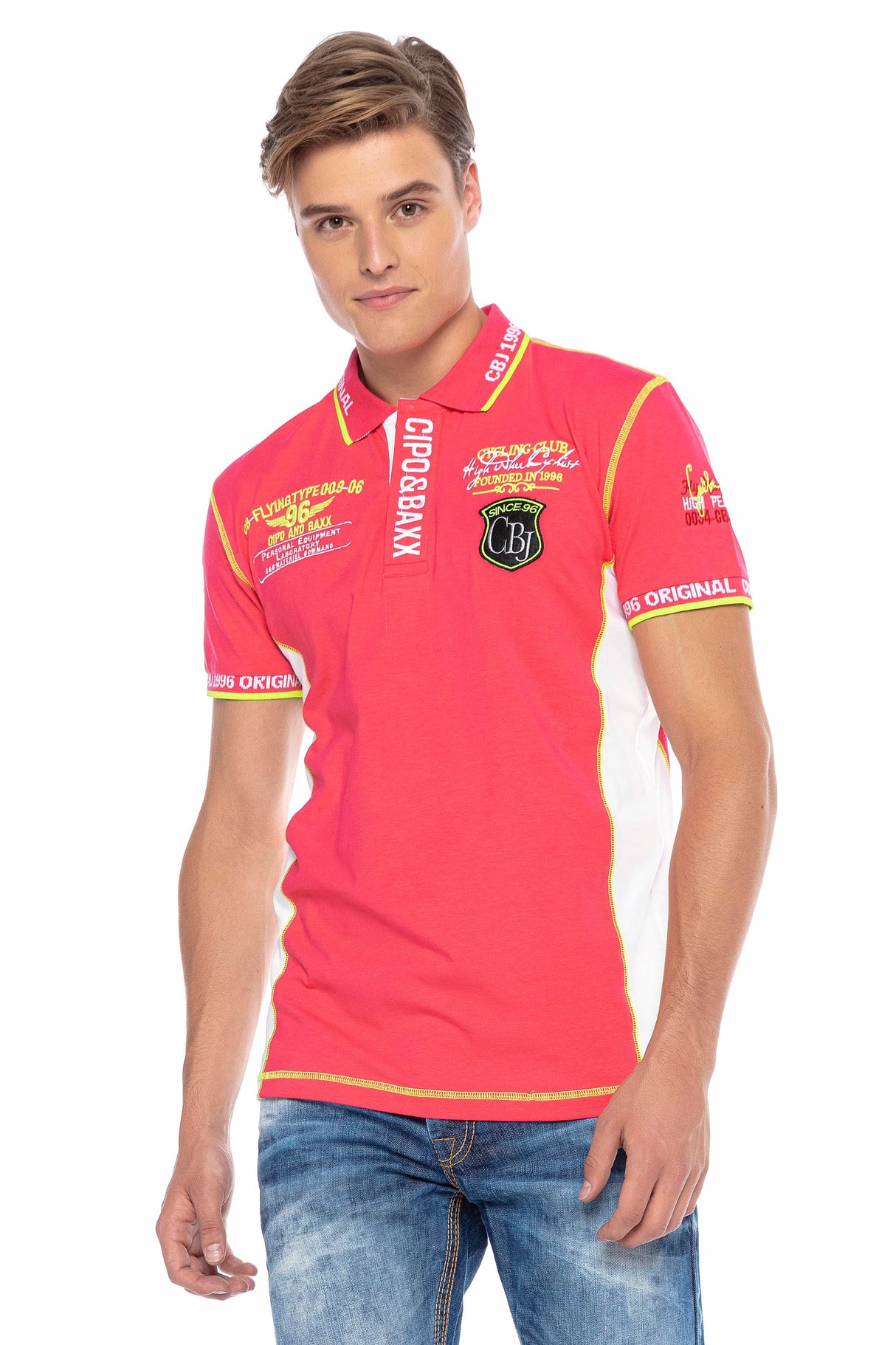 CT605 Men's polo shirt with trendy contrast stitching