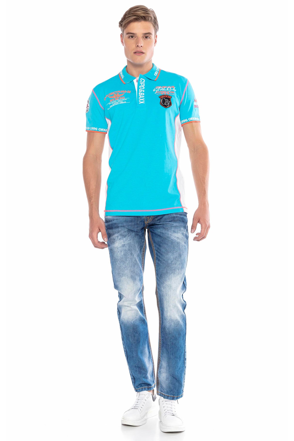 CT605 Men's polo shirt with trendy contrast stitching