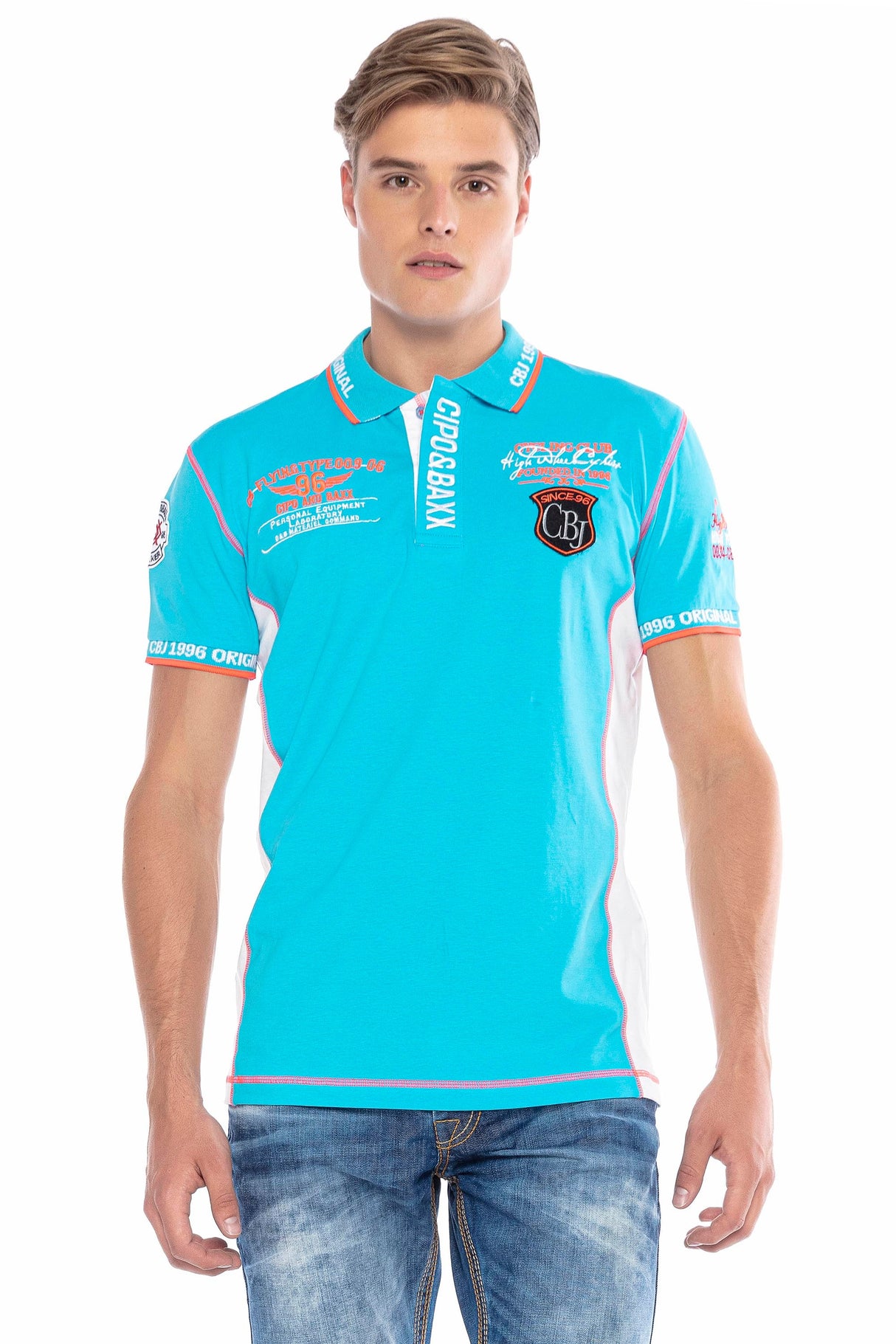 CT605 Men's polo shirt with trendy contrast stitching