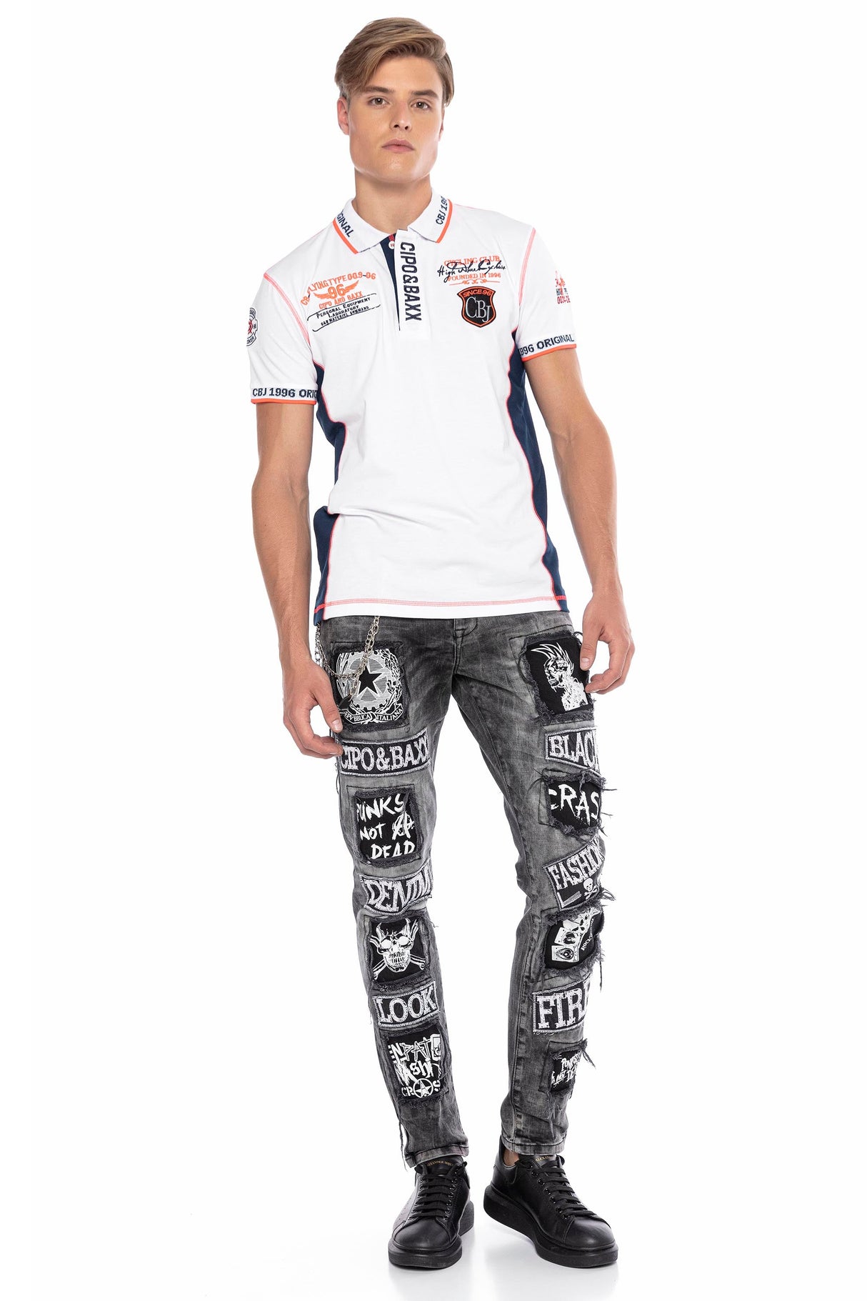 CT605 Men's polo shirt with trendy contrast stitching