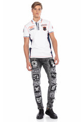 CT605 Men's polo shirt with trendy contrast stitching