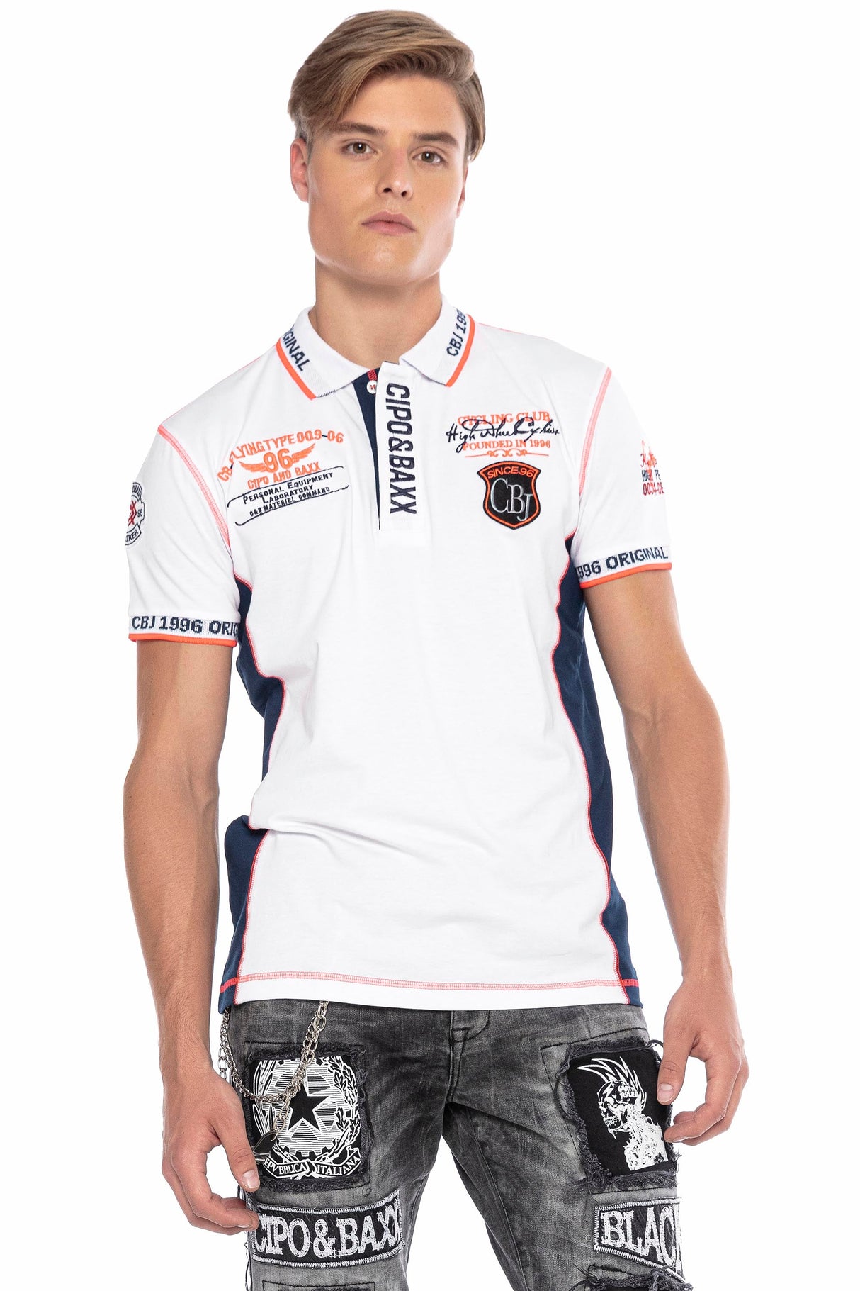 CT605 Men's polo shirt with trendy contrast stitching