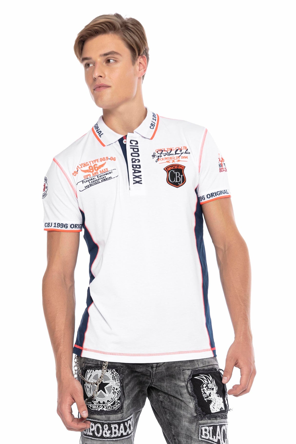 CT605 Men's polo shirt with trendy contrast stitching