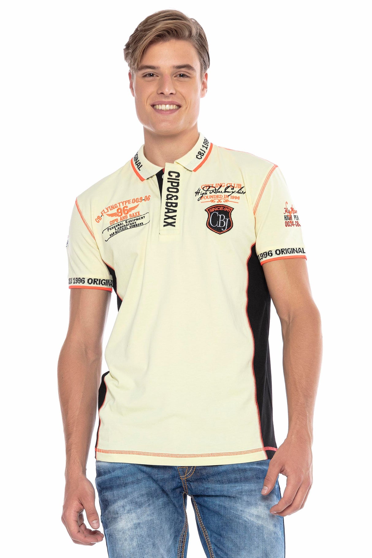 CT605 Men's polo shirt with trendy contrast stitching