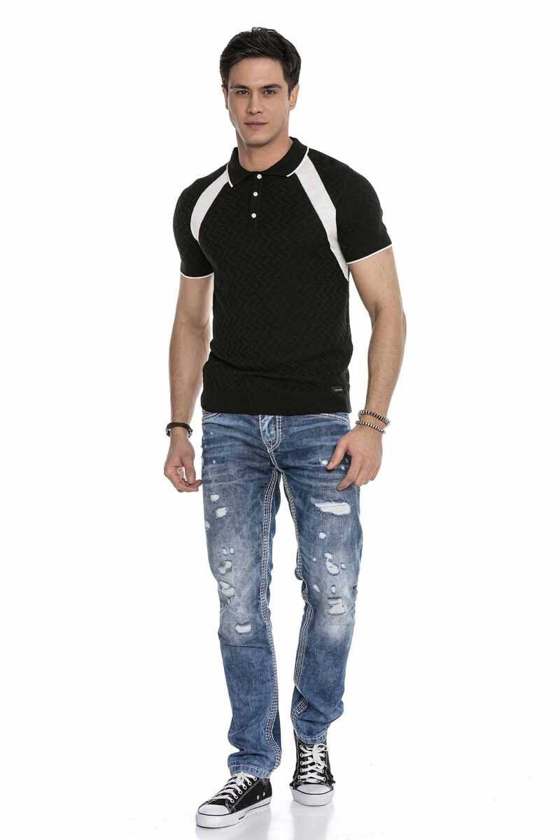 CT652 Men's polo shirt with subtle pattern