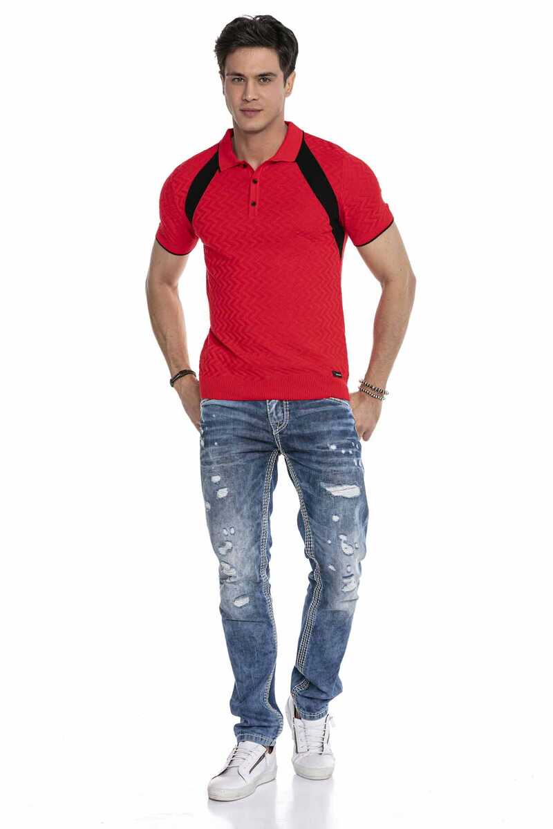 CT652 Men's polo shirt with subtle pattern