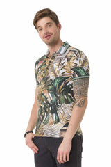 CT698 Men's polo shirt with floral all-over print