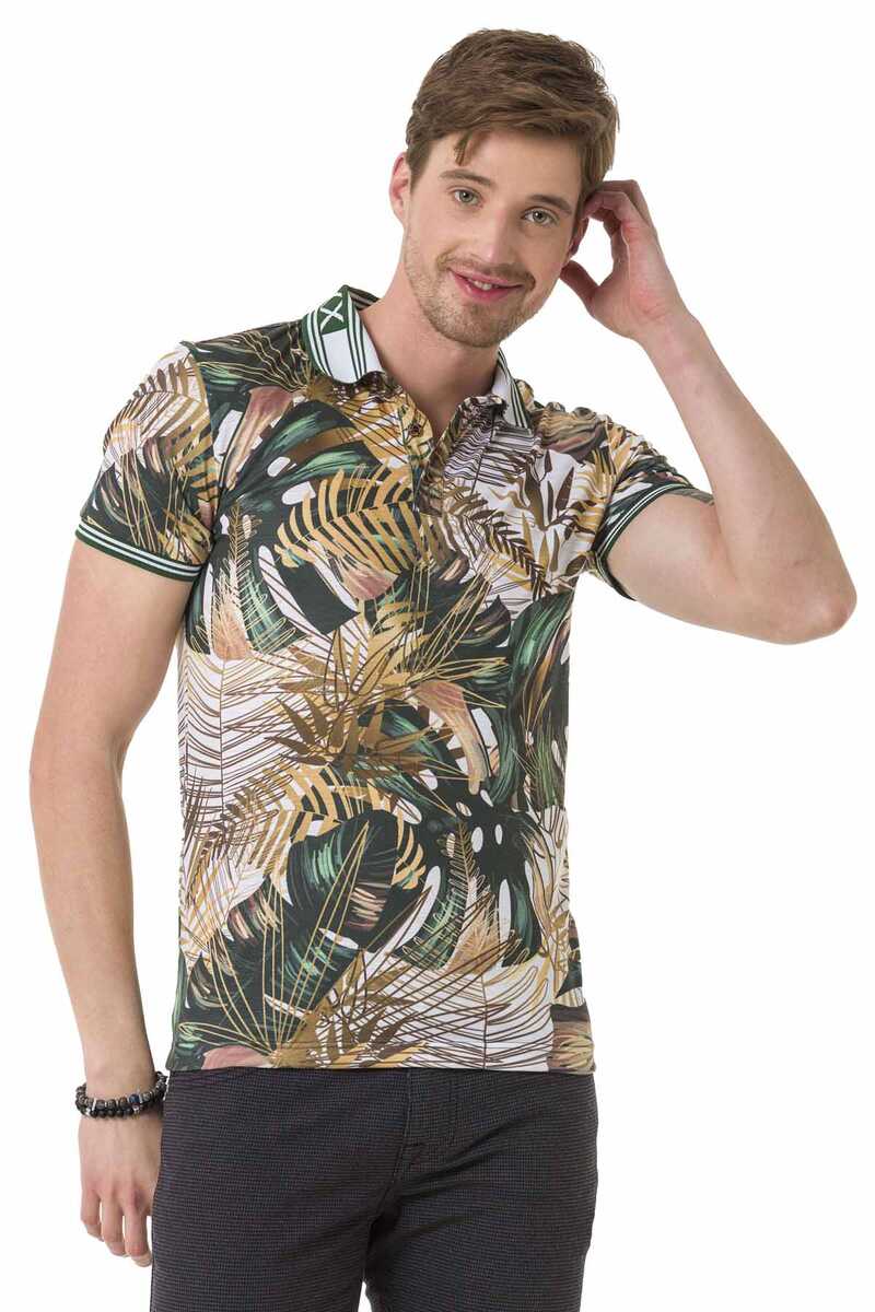 CT698 Men's polo shirt with floral all-over print