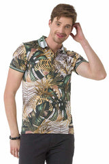 CT698 Men's polo shirt with floral all-over print