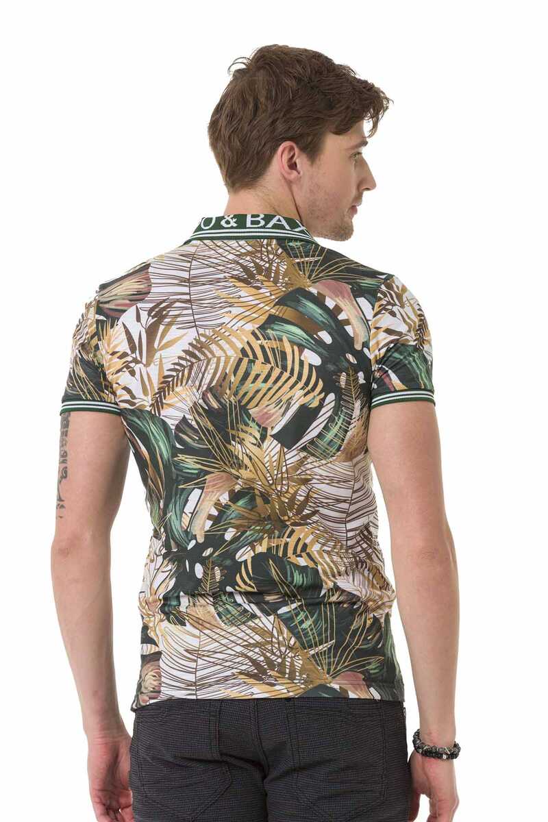 CT698 Men's polo shirt with floral all-over print
