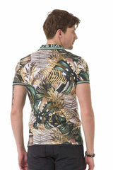 CT698 Men's polo shirt with floral all-over print