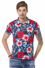 CT698 Men's polo shirt with floral all-over print