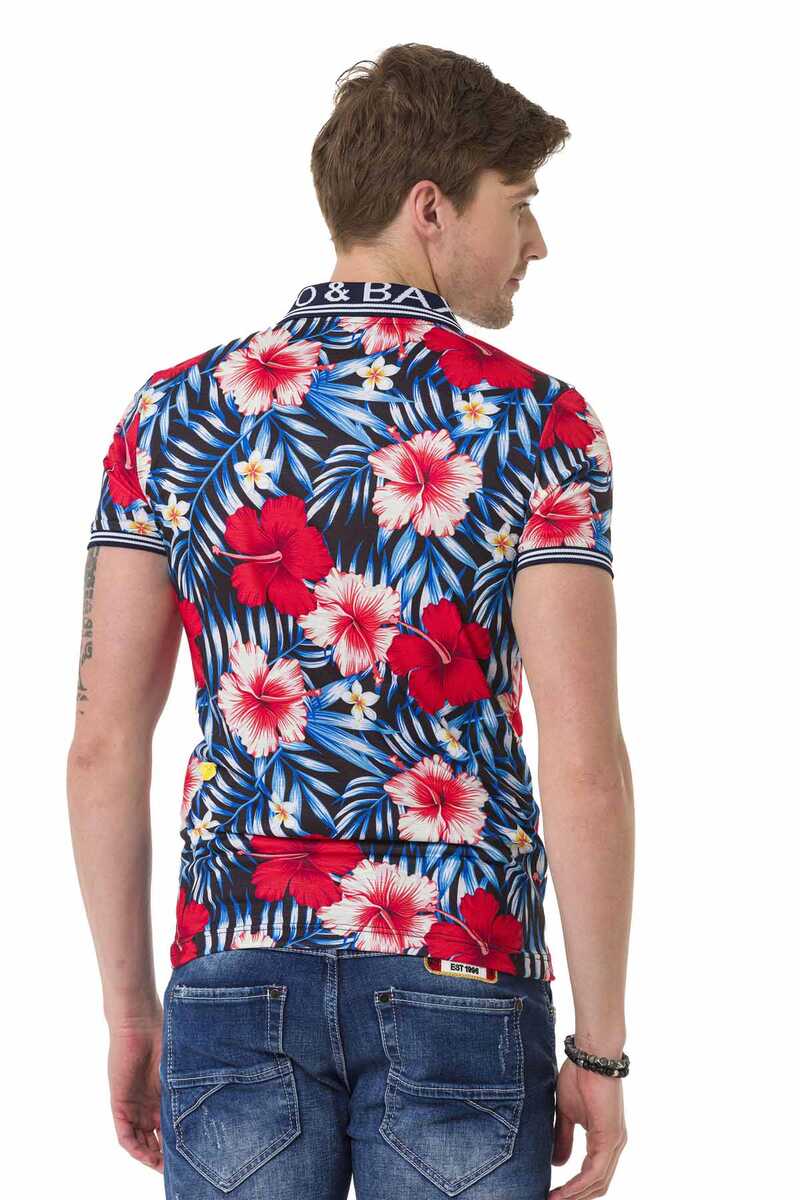 CT698 Men's polo shirt with floral all-over print
