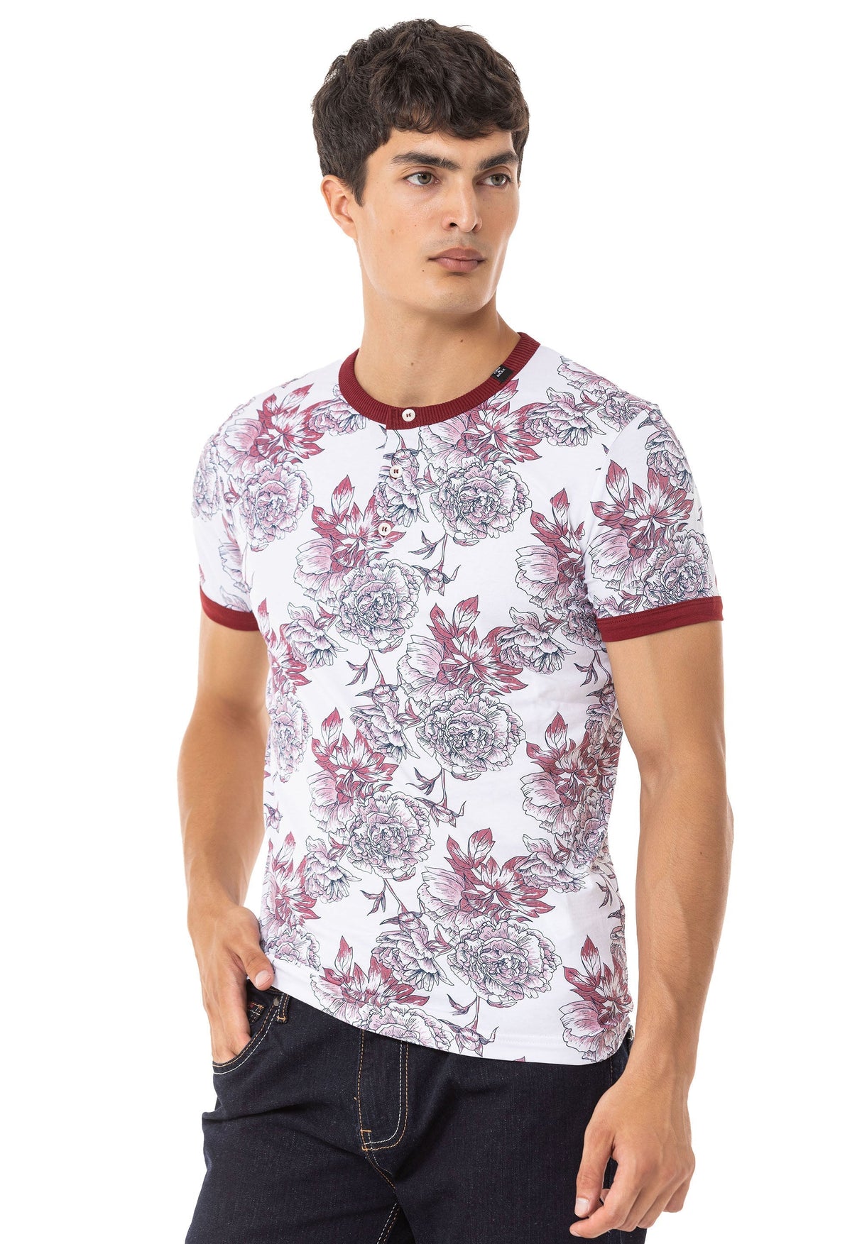 CT707 Men's T-shirt with floral print