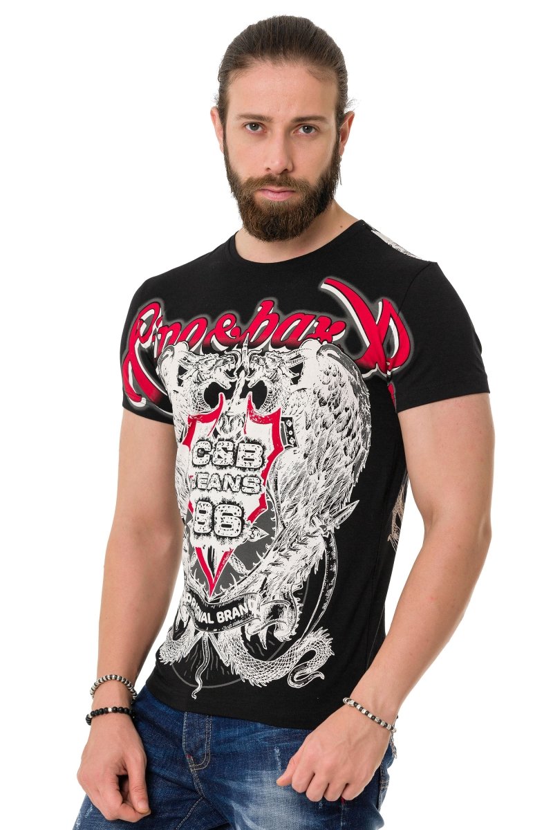 CT716 T-shirt with shadow pattern on the front and back