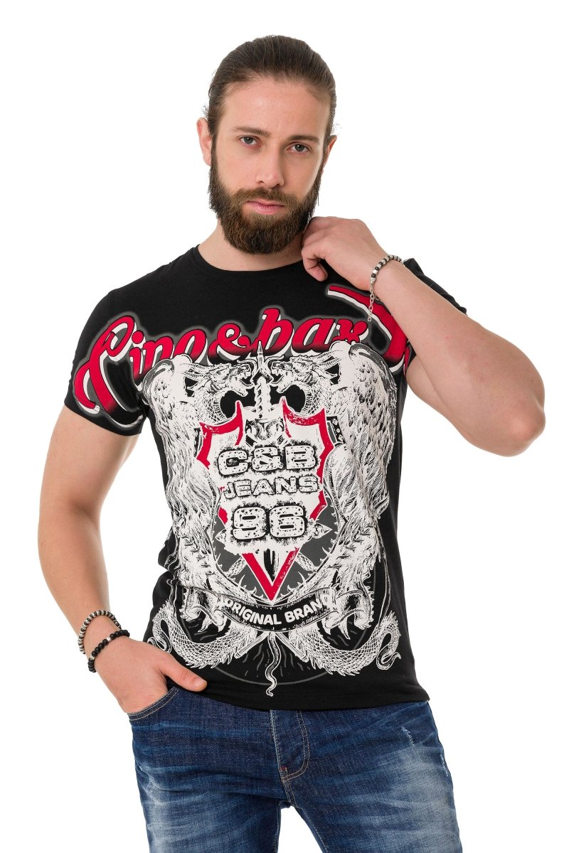 CT716 T-shirt with shadow pattern on the front and back