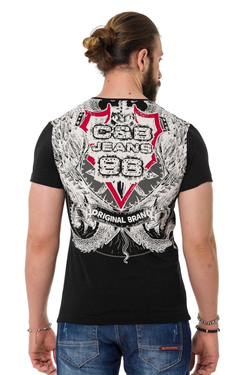 CT716 T-shirt with shadow pattern on the front and back