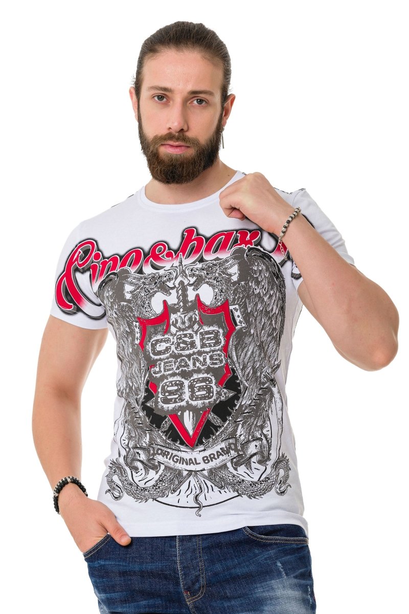 CT716 T-shirt with shadow pattern on the front and back