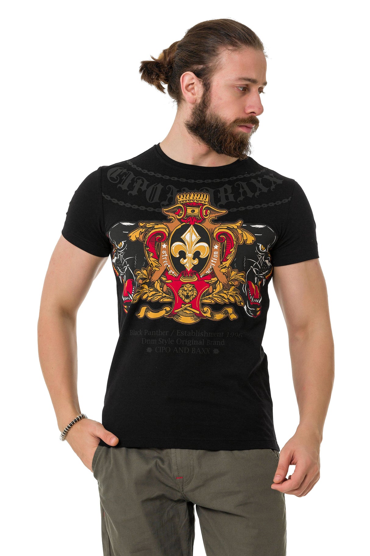 CT718 Men's T-Shirt with Panther Print