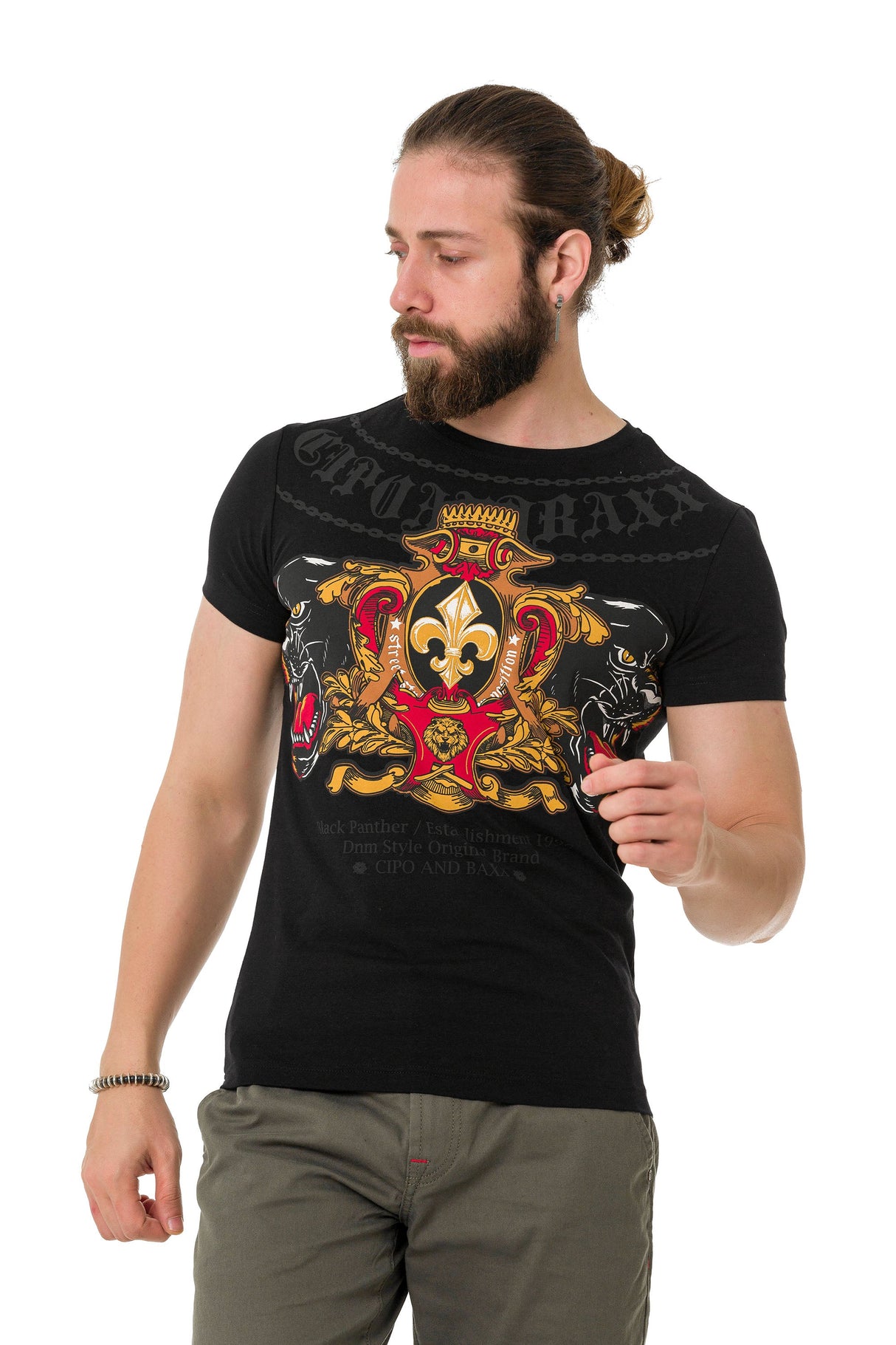 CT718 Men's T-Shirt with Panther Print