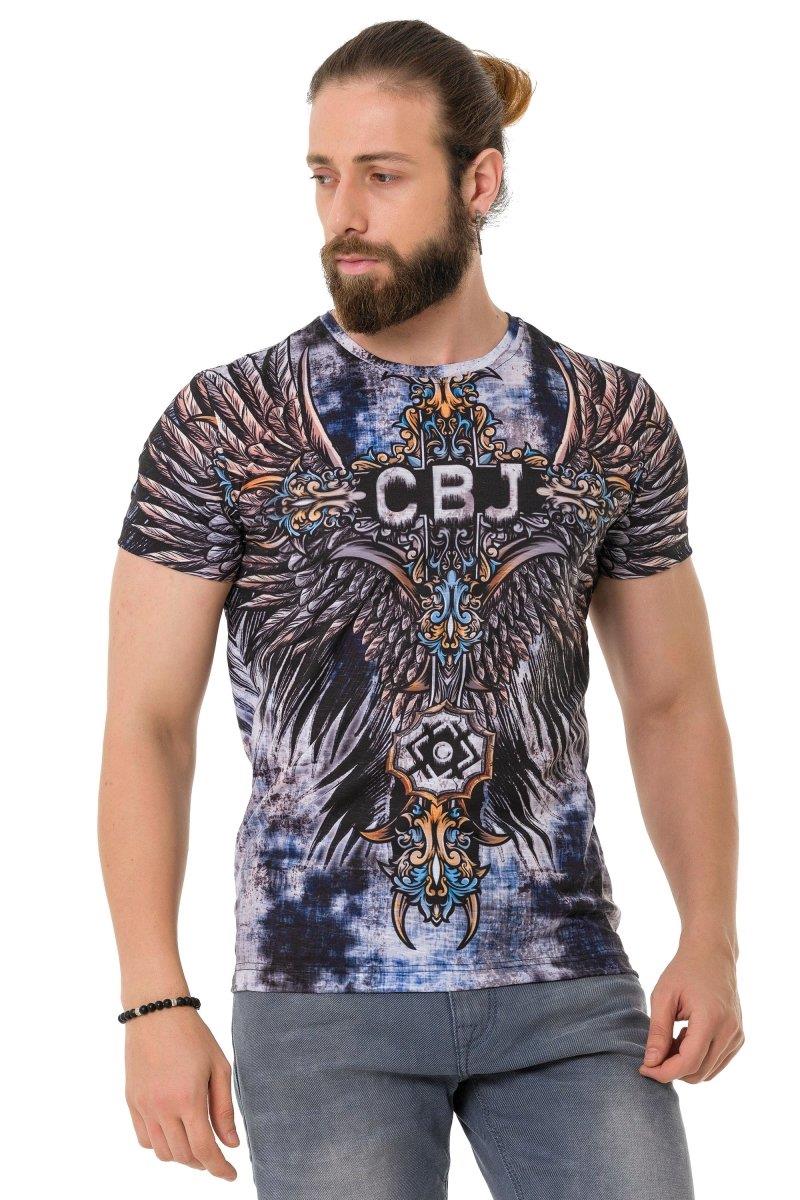 CT719 Men's T-shirt with laser-printed cross-wing pattern