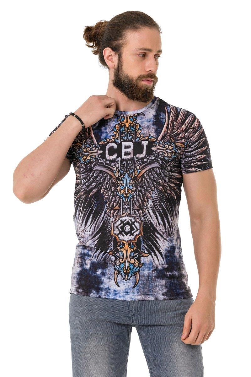 CT719 Men's T-shirt with laser-printed cross-wing pattern