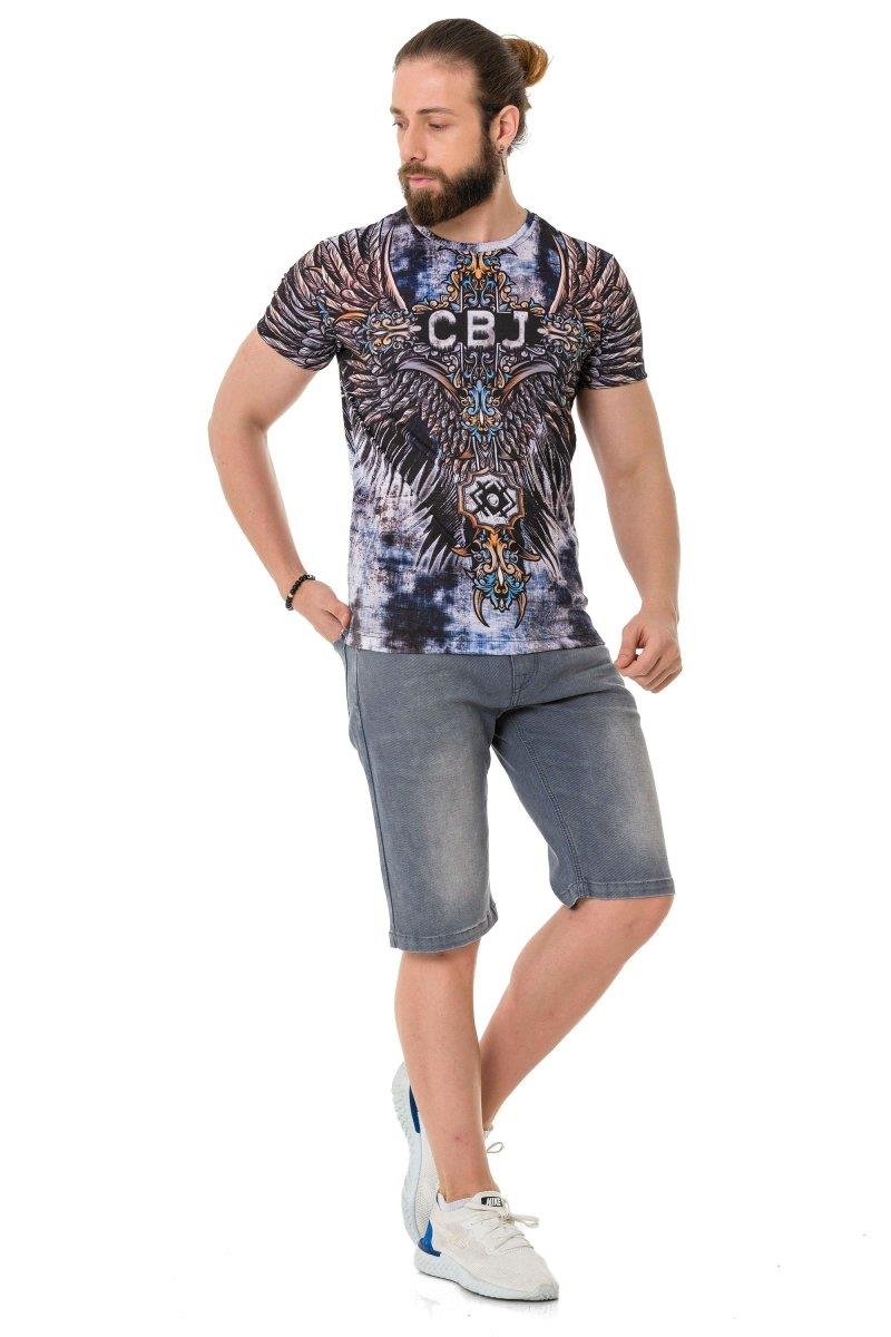 CT719 Men's T-shirt with laser-printed cross-wing pattern