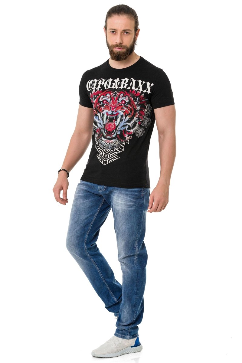CT729 Men's T-shirt with stylish lion graphic print