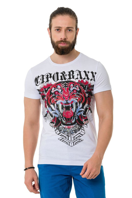 CT729 Men's T-shirt with stylish lion graphic print