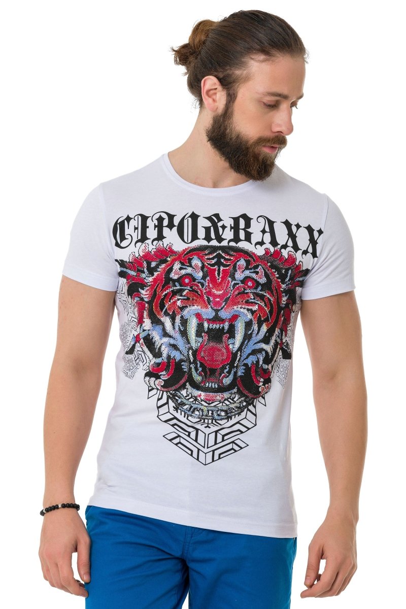 CT729 Men's T-shirt with stylish lion graphic print