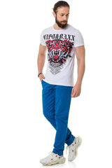 CT729 Men's T-shirt with stylish lion graphic print