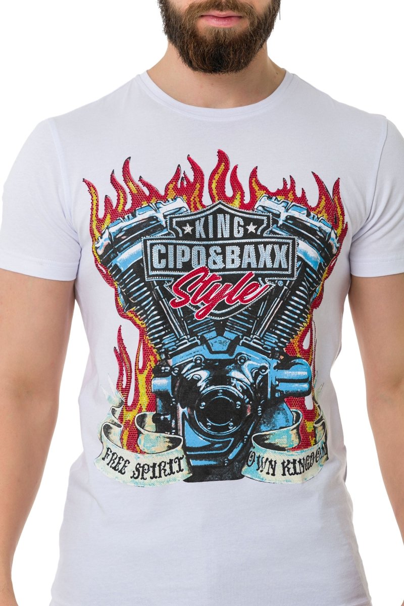 CT730 Men's T-Shirt with stylish flame print brand print