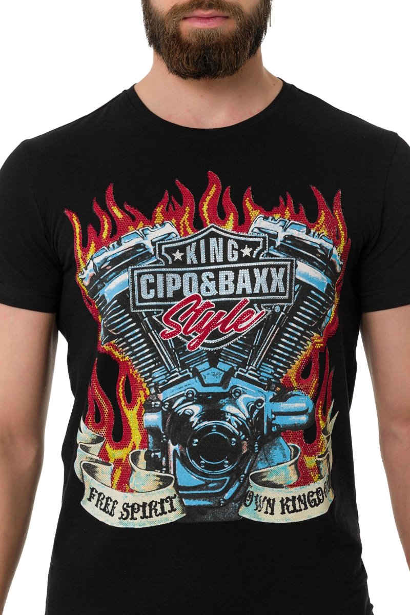 CT730 Men's T-Shirt with stylish flame print brand print