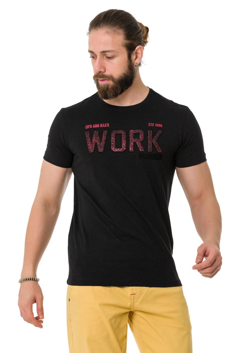 CT734 Men's T-Shirt with Piece Fill Embossing