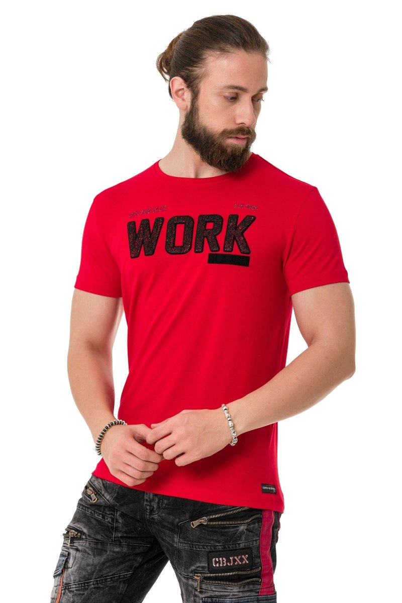 CT734 Men's T-Shirt with Piece Fill Embossing