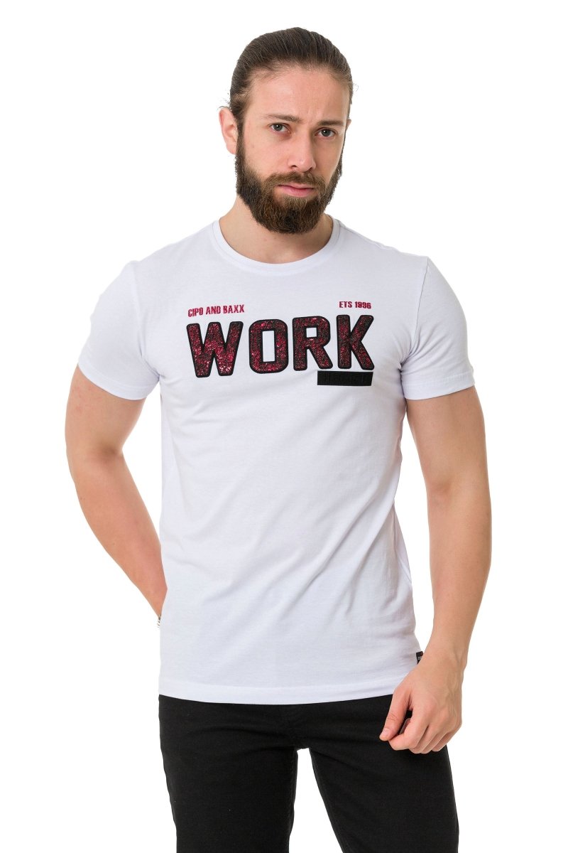 CT734 Men's T-Shirt with Piece Fill Embossing