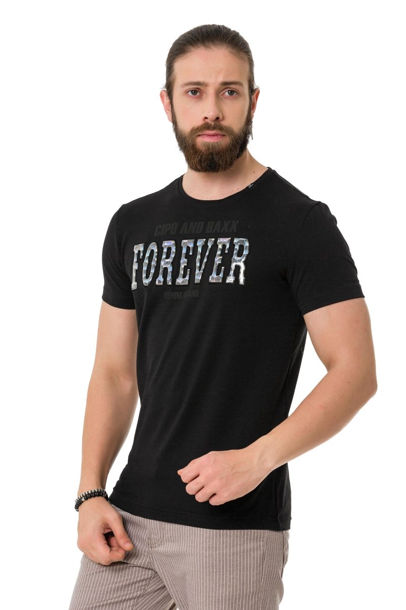 CT736 Men's T-shirt with glossy and embossed lettering